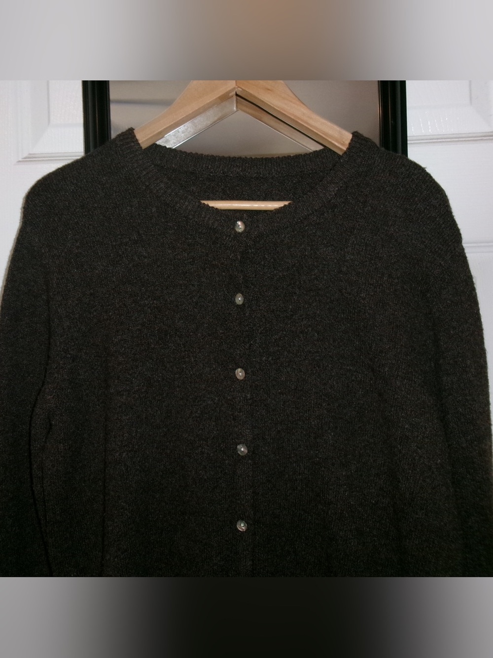 Brown Heathered Button Front Cardigan Sweater